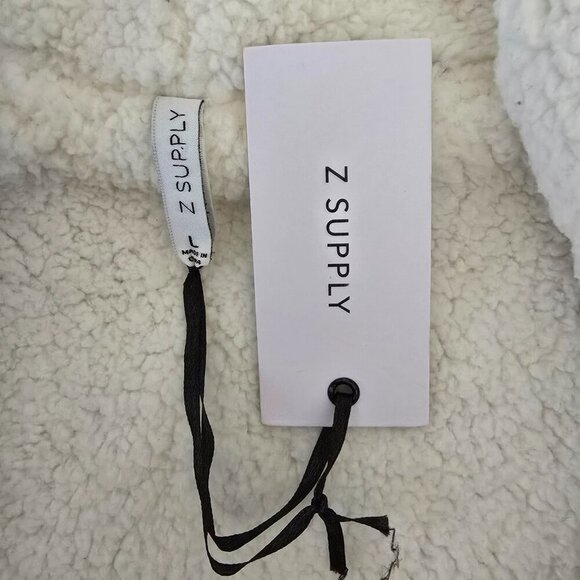 WOMENS Z SUPPLY KNIT JACKET SHERPA LINING GRAY WATERFALL COLLAR  NWT SIZE L - Picture 3 of 9